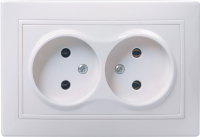 KVARTA Розетка 2-местная без заземления без защитных шторок 10А кер РС12-2-КБ белый GENERICA