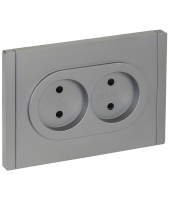 FORTE&PIANO Розетка 2-местная без заземления с защитными шторками безвинтовое крепление 10А FP525 сталь IEK