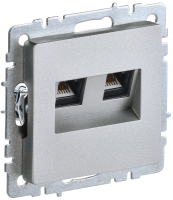 BRITE Розетка компьютерная двойная RJ45 кат.5E РК10-2-БрА алюминий IEK