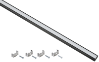 Профиль алюминиевый для светодиодной ленты 1712 накладной прямоугольный 2м с комплектом аксессуаров (опал) черный IEK