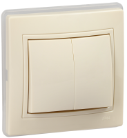 KVARTA Выключатель 2-клавишный 10А ВС10-2-0-ККм-44 кремовый GENERICA