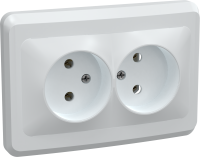 VEGA Розетка 2-местная без заземления без защитных шторок 10А РС12-2-ВБ белый GENERICA