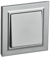 BRITE Выключатель 1-клавишный 10А в сборе ВСР10-1-0-БрА алюминий IEK