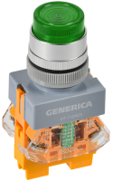 Кнопка управления D7-11DNZS d=22мм 1NC+1NO с подсветкой и фиксацией зеленая GENERICA