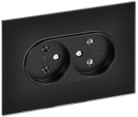 SKANDY Розетка 2-местная без заземления без защитных шторок для плоской вилки 10А SK-R03Bl стекло черный IEK