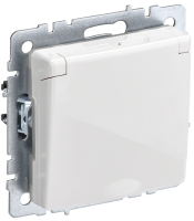 BRITE Розетка 1-местная с заземлением с защитными шторками и крышкой 16А IP44 РСбш10-3-44-БрБ белый IEK