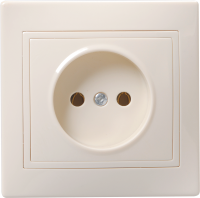KVARTA Розетка 1-местная без заземления без защитных шторок 10А кер. РС10-2-Км кремовый GENERICA