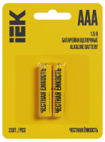 Батарейка щелочная Alkaline LR03/AAA (2шт/блистер) IEK