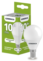 Лампа светодиодная G45 шар 10Вт 230В 4000К E14 GENERICA