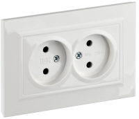 BRITE Розетка 2-местная без заземления с защитными шторками 10А в сборе РСш12-2-БрБ белый IEK