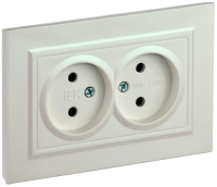 BRITE Розетка 2-местная без заземления без защитных шторок 10А в сборе РС12-2-БрЖ жемчуг IEK