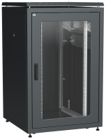 ITK LINEA N Шкаф сетевой 19" 24U 800х800мм стеклянная передняя дверь задняя металлическая черный