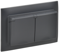 SKANDY Розетка 2-местная и крышкой 16А в сборе IP44 SK-R12T титан IEK