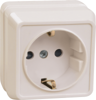 OKTAVA Розетка 1-местная с заземлением для открытой установки 16А РС20-3-ОКм кремовый GENERICA