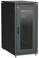 ITK LINEA N Шкаф напольный сетевой 19" 28U 800х1000мм стеклянная передняя дверь задняя перфорированная черный