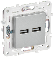 SKANDY Розетка USB A+A 3,1А SK-R15S серебряный IEK