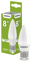 Лампа светодиодная C35 свеча 8Вт 230В 4000К E27 GENERICA