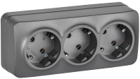 GLORY Розетка 3-местная для открытой установки с заземлением без защитных шторок 16А РС23-3-ХСм сталь матовый IEK