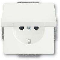 2808.00 - Розетка SCHUKO 16А 250В с защитными шторками, с крышкой, без лапок, серия future, цвет белый бархат