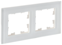 BRITE Рамка 2-местная РУ-2-2-Бр стекло белый матовый IEK