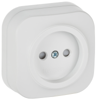 GLORY Розетка 1-местная для открытой установки без заземления с защитными шторками 10А РСш20-2-ХБм белый матовый IEK