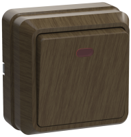 OKTAVA Выключатель 1-клавишный с индикацией для открытой установки 10А ВС20-1-1-ОД дуб GENERICA