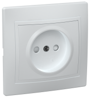 KVARTA Розетка 1-местная без заземления с защитными шторками 10А РСш10-2-КБ белый GENERICA