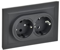 BRITE Розетка 2-местная с заземлением без защитных шторок 16А в сборе РС12-3-БрГ графит IEK