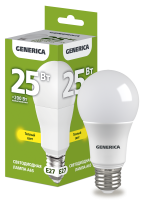 Лампа светодиодная A65 груша 25Вт 230В 3000К E27 GENERICA