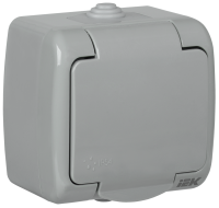 AQUATIC Розетка 1-местная с заземлением и крышкой для открытой установки 16А IP54 РСш12-2-А GENERICA