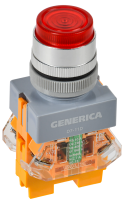 Кнопка управления D7-11D d=22мм 1NC+1NO с подсветкой красная GENERICA