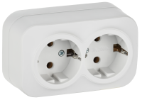 GLORY Розетка 2-местная для открытой установки с заземлением без защитных шторок 16А РС22-3-ХБм белый матовый IEK