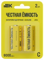 Батарейка щелочная Alkaline LR14/C (2шт/блистер) IEK
