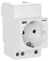 ARMAT Розетка на DIN-рейку 45мм с заземлением с защитными шторками 16А IEK