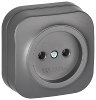 GLORY Розетка 1-местная для открытой установки без заземления без защитных шторок 10А РС20-2-ХСм сталь матовый IEK