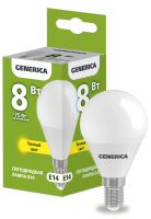 Лампа светодиодная G45 шар 8Вт 230В 3000К E14 GENERICA