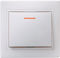 KVARTA Выключатель 1-клавишный с индикацией 10А ВС10-1-1-КБ белый GENERICA