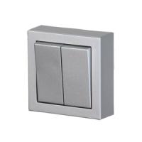 2TKA00001845 - Переключатель двухклавишный, накладного монтажа, Impressivo, алюминий