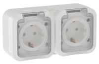 TORS Розетка 2-местная горизонтальная 16А IP55 TS322 белый IEK