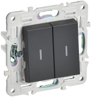 SKANDY Выключатель 2-клавишный проходной с индикацией 10А SK-V10T титан IEK