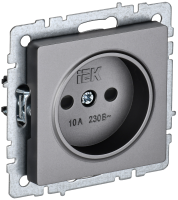 BRITE Розетка 1-местная без заземления с защитными шторками 10А РСш10-2-БрС сталь IEK