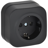 GLORY Розетка 1-местная для открытой установки с заземлением без защитных шторок 16А РС20-3-ХЧм черный матовый IEK
