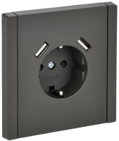 FORTE&PIANO Розетка 1-местная с заземлением с защитными шторками винтовое крепление 16А USB A+A 3,1А FP345 серый IEK