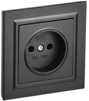 BRITE Розетка 1-местная без заземления без защитных шторок 10А в сб. РСР10-1-0-БрЧ черный IEK