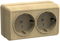 OKTAVA Розетка 2-местная с заземлением для открытой установки 16А РС22-3-ОС сосна GENERICA