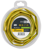 Трубка термоусадочная ТТУ нг-LS 2/1 желто-зеленая (2м/упак) IEK