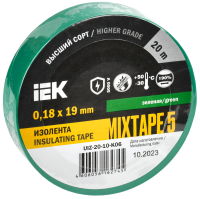 MIXTAPE 5 Изолента 0,18х19мм зеленая 20м IEK