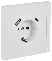 FORTE&PIANO Розетка 1-местная с заземлением с защитными шторками винтовое крепление 16А USB A+C 18Вт FP247 белый IEK