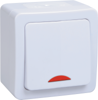 Выключатель 1-клавишный для открытой установки с индикацией ВС20-1-1-ГПБ IP54 ГЕРМЕС PLUS (цвет клавиши: белый) IEK