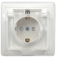 KVARTA Розетка с заземлением с защитными шторками с крышкой IP44 16А кер РСбш10-3-ККБ-44 белый GENERICA